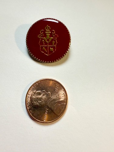 3 Vintage Buttons Red & Gold Enameled Coat of Arms Crest Shank Buttons 3/4" - Picture 2 of 6