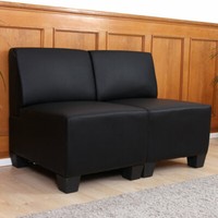Modular 2-Sitzer Sofa Moncalieri, Kunstleder Schwarz, Ohne Armlehnen