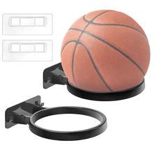 2PCS Wall Mounted Ball Rack Basketball Storage Holder Foldable Display Organizer
