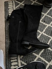 Size 12 Black Suede Wide With Pre owned Over The Knee Boot