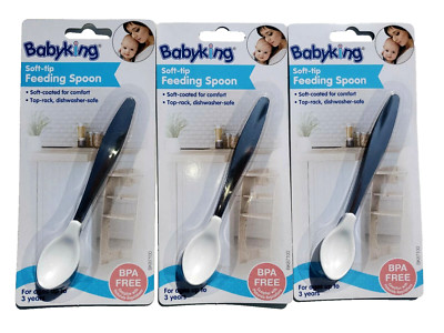 Baby King Soft Tip Feeding Spoon.  New White 3pks,