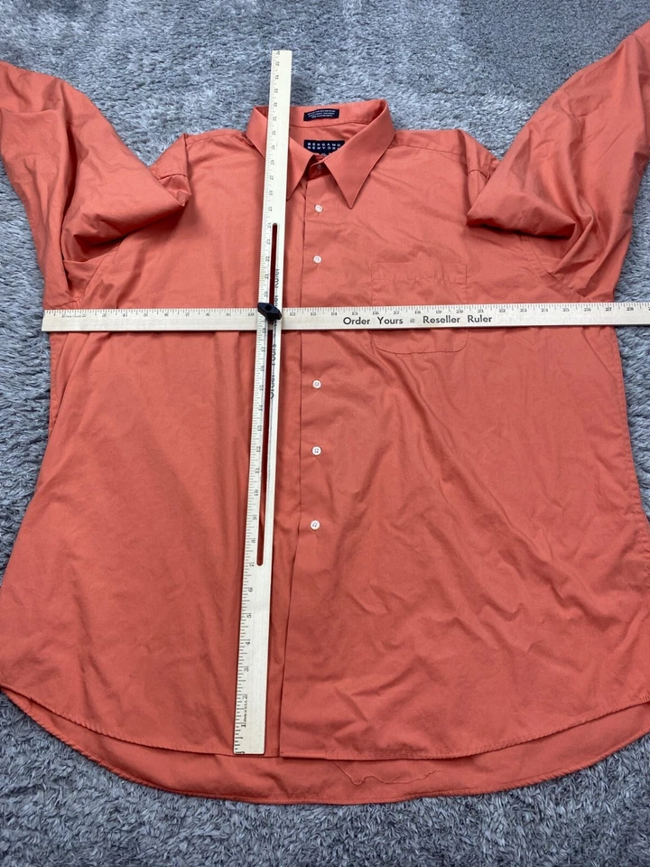 Camisa Bergamo Nueva York Hombres 2XL 18.5 34/35 Naranja Carrera Abotonada Oxford De Colección Foto 4 de 4