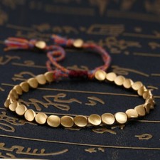 Handmade Tibetan Copper Bead Bracelet for Women Adjustable Rope Chain Bracelets