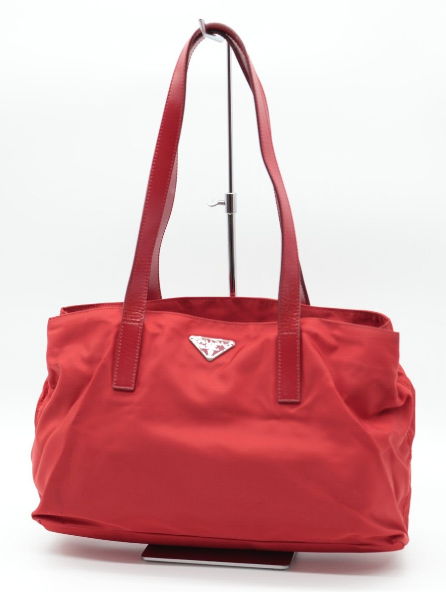 PRADA Tote Bag Nyron Leather Red Authentic | eBay PRADA Tote Bag Nyron Leather Red Authentic | eBay