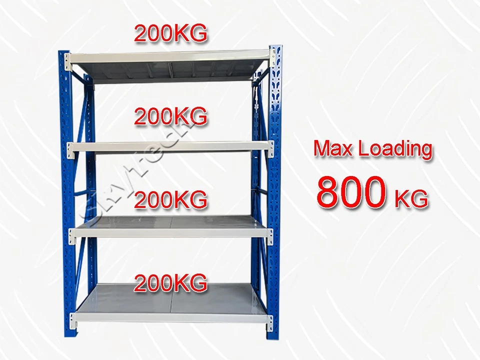 Steel Garage Warehouse 4M Rack Storage Shelving Work Bench 1600KG 3-4020BG - image 3 of 4