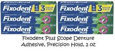 (Pack of 6) Fixodent Plus Scope Denture Adhesive, Precision Hold, 2 oz Free Ship