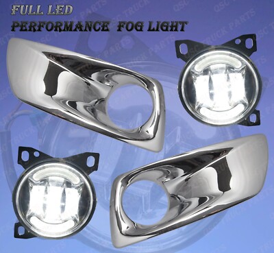 QSC Full LED Fog Lights Lamps Pair w/ LED Arches Chrome Bezel for Kenworth T660