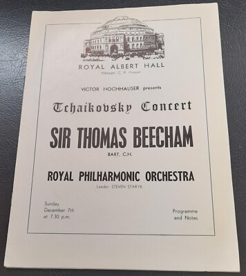c1958 Sir Thomas Beecham Royal Philharmonic Programme Albert Hall Tchaikovsky