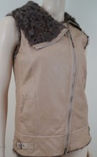 Brunello Cucinelli Beige Leather Lambskin Sleeveless Gilet Jacket Sz:42 Uk10