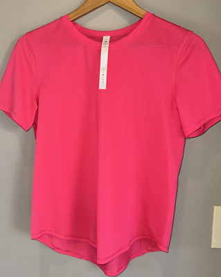 LULULEMON recent High Neck Running and Training short sleeved T-Shirt-pink-sz 6