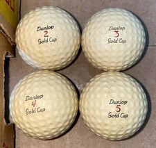 Dunlop Gold Cup Golf Balls Vintage 2 3 4 5 Script Dimpled Antique Lot of 4