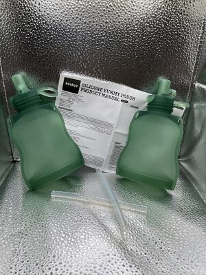 2 Blue Green Haakaa Silicone Yummy Pouch, 2pcs - 130mL (dusty)