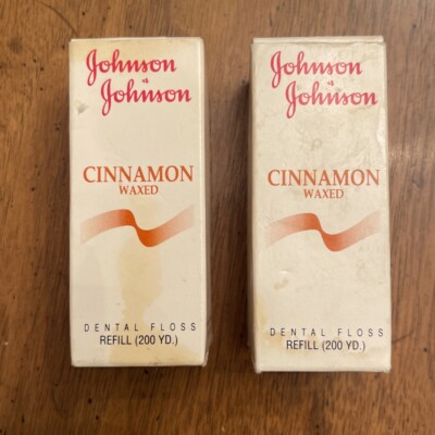 Vintage 90s Johnson & Johnson  Cinnamon Waxed Dental Floss Refill 200 yd Nib (2)