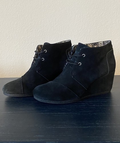 Black Kala Suede Wedge Booties Size 