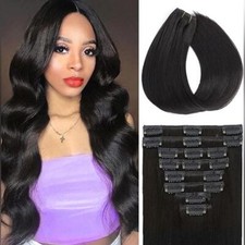 Remy Hair Clip in Extension Real Human Hair 100g Double Weft Handmade Straight