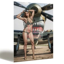 Tin metal aluminium Plaque | Poster | Canvas Sexy Pin-up Spitfire ww2 28770