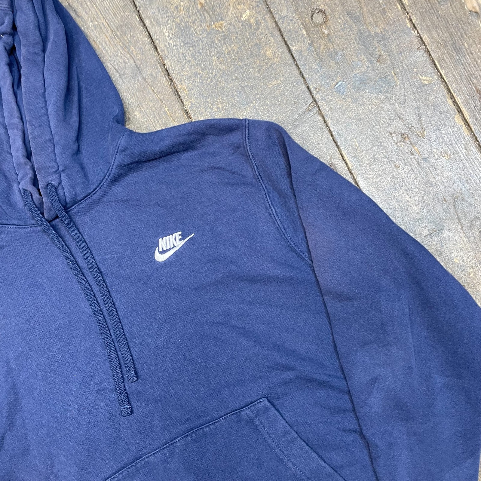 Nike Hoodie Vintage Y2K Club Logo Training Sweatshirt, Blue, Mens Medium image 4