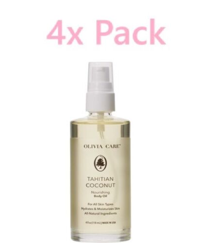 4 pack Olivia Care Tahitian Coconut Nourishing Body Oil For All Skin 4 oz New