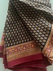NWT 100% Silk Crepe Saree RITU KUMAR Style Black Red Floral Motif Diwali Pick 1 — photo 3
