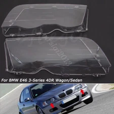 For 1999 - 2001 BMW 3 Series E46 4DR 325i 328i Front Headlight Lens Cover Pair