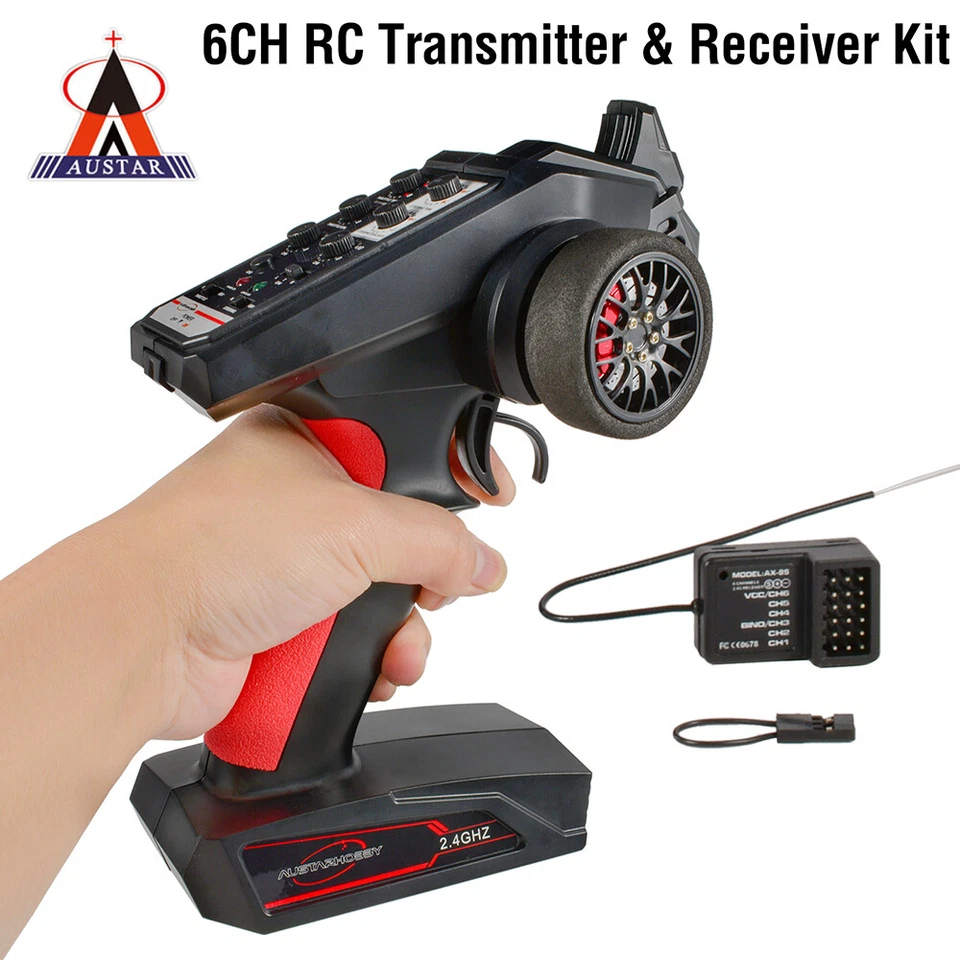 AUSTAR RC Transmitter+Receiver 2.4G 6CH Universal Controller for 1/10 1/8 RC Car - Image 2 of 4
