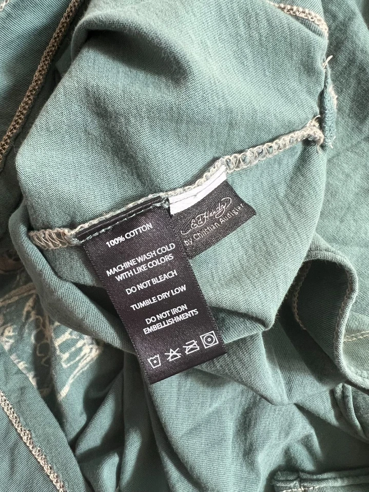 ED HARDY MUJER SALVIA JERSEY BLING SUDADERA CON CAPUCHA TALLA GRANDE Estrás Manga Larga Foto 4 de 4