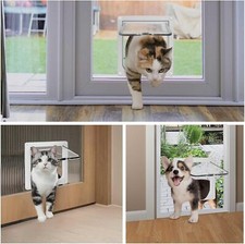 4-Way Lock Pet Door   Safe, Weatherproof  Easy Install for Cats  Small Dogs 