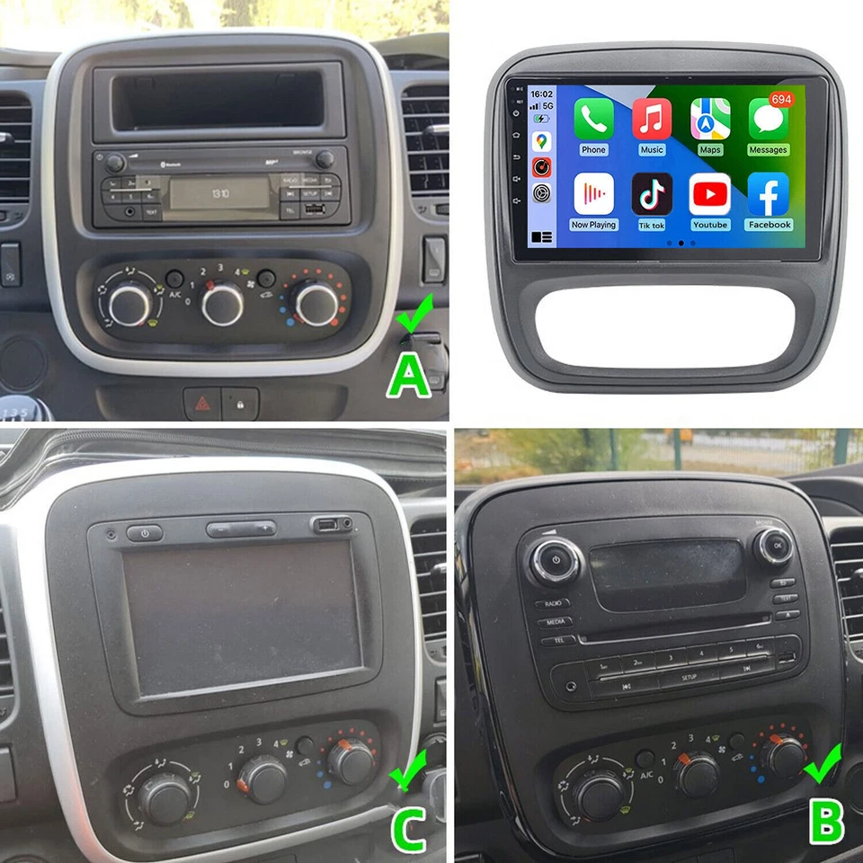 Für Opel Vivaro B Renault Trafic DAB+ CarPlay Autoradio Android 13 GPS Navi Dash - Bild 4 von 4