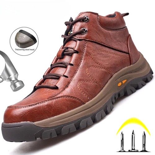 Men Safety Shoes Work Boots Steel Toe Shoes Safety Boots Anti-Smashing Sneakers - Picture 1 of 25