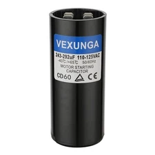 243-292 uF MFD 110-125 VAC 50/60 Hz Round Motor Start Capacitor CD60 Single P...