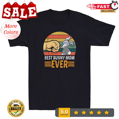2025/Best Bunny Mom Ever Funny Rabbit Bump Fit Graphic Mother's Day Vintage T-Sh