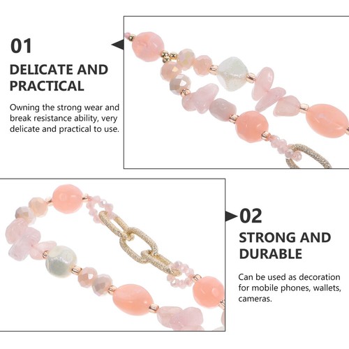Stone Crystal Phone Charm Strap Beaded Phone Strap Phone Lanyard Wrist Strap - 第 6/12 張圖片