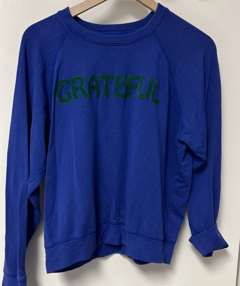 SUNDRY GRATEFUL Sweatshirt Bright Lapis Sze Medium Designer All Season Sold Out - Image 3 of 4