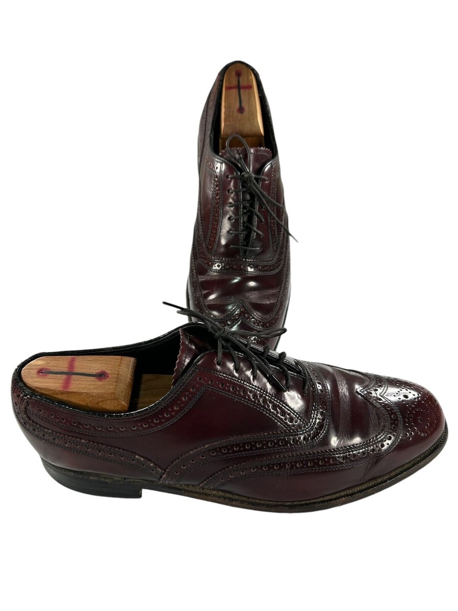 Florsheim Vintage Size Mens Burgundy Leather Wingtip Derby Dress Shoe