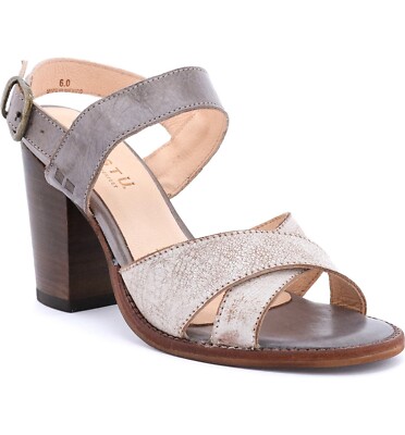 Bed Stu Rustic Nectar/Light Grey INEZ Leather Strappy Heels, 4'' Heel, Size 7.5 M