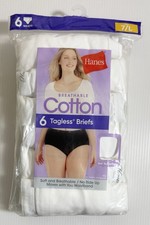 Hanes 6 Pack Briefs Panties Soft 100 Breathable Cotton White Size 7 / Large New