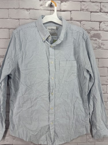 Men’s Oxford Striped Long Sleeve Button Down Shirt- Goodfellow & Co Blue M - Picture 2 of 7