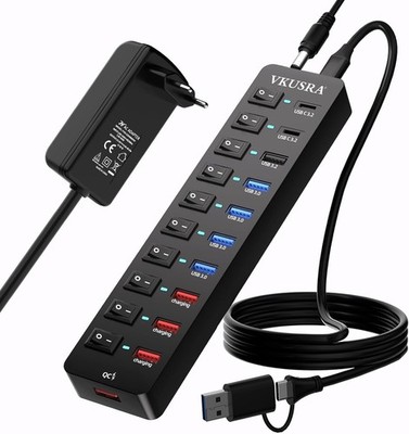 USB Hub VKUSRA 11-Port 10Gbps 5Gbps 4A Netzteil