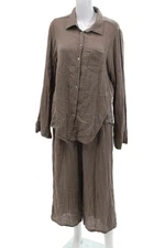 Michael Stars Womens Button Down Shirt Pant Set Cobblestone Brown Cotton Size La