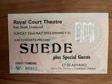 SUEDE Original Ticket Stub 1993 Royal Court Liverpool — Birth of Britpop Era
