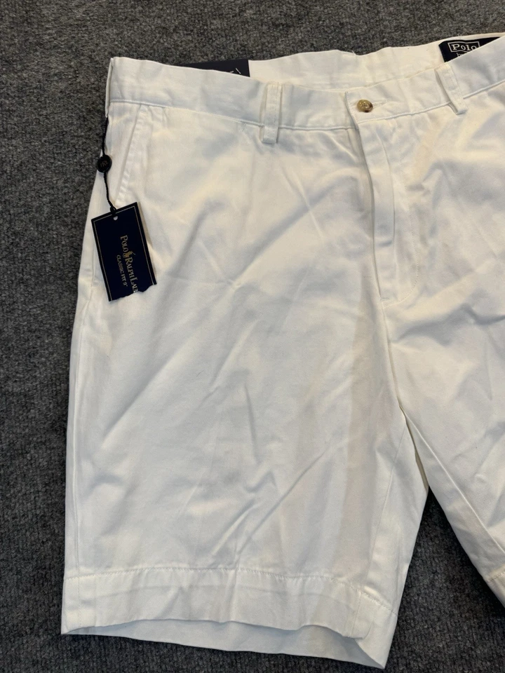 Pantalones Cortos Chinos Polo Ralph Lauren Para Hombre Talla 36 Calce Clásico 9” Algodón Blanco Nuevos con Etiquetas Foto 3 de 4
