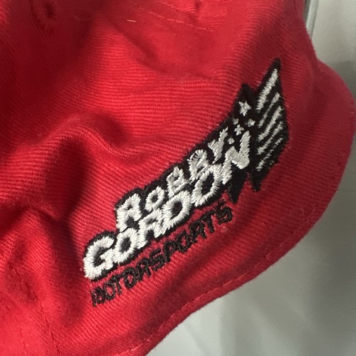 Vintage Robby Gordon Hat Cap Strap Back Red NASCAR Red #7 Jim Beam Racing - Picture 6 of 18