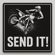 Send It Motocross Garage Sign 9x9” Dirt Bike Rider Wall Decor MX Gift 