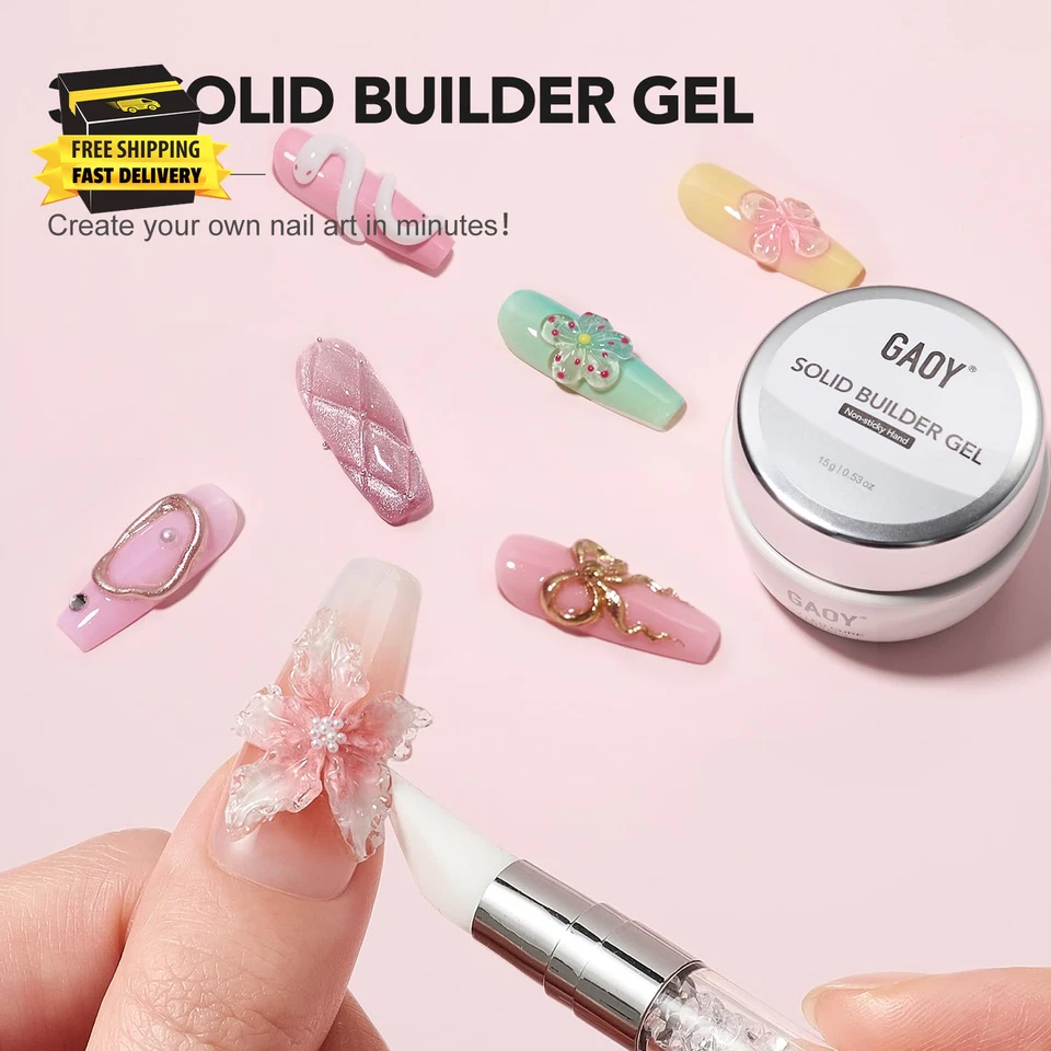 Gel de Escultura 3D Transparente para Arte en Uñas, Gel de Uñas Sólido 15G Antiadherente Constructor Duro Foto 2 de 4