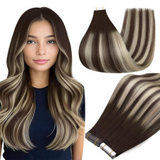Tape in Extensions Human Hair Balayage Tape in Hair Extensions Color 2/60/2 Huma