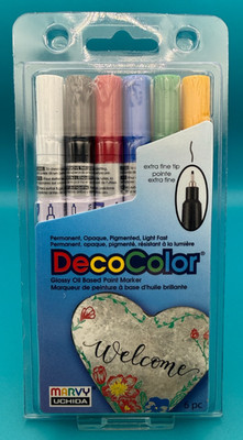 MARVY UCHIDA DECOCOLOR 6PC GLOSSY OIL BASED PAINT MARKERS (1234-6A)