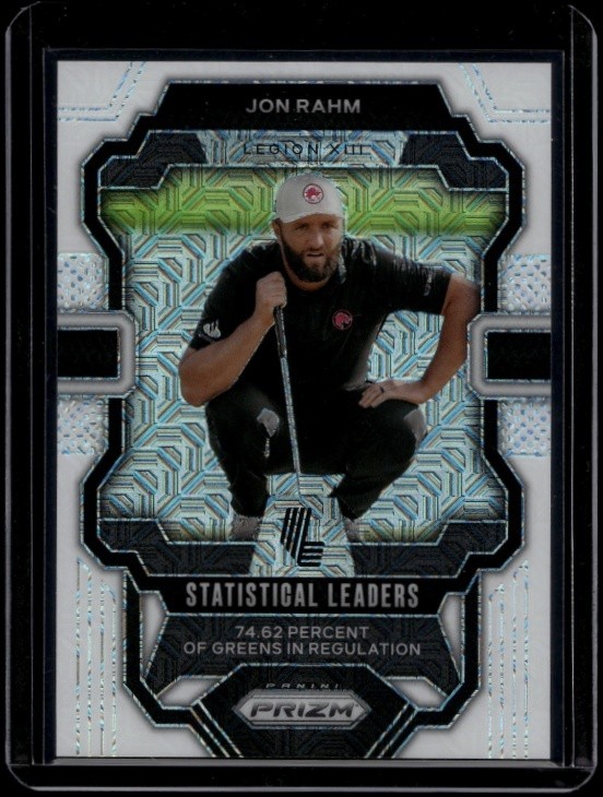 2024 Panini Prizm Liv Golf - 2024 Statistical Leaders Jon Rahm #95 White Mojo Prizm /36 (RC)