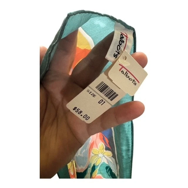 Bufanda envolvente de seda floral para mujer Talbots 33" pastel multicolor Foto 4 de 4