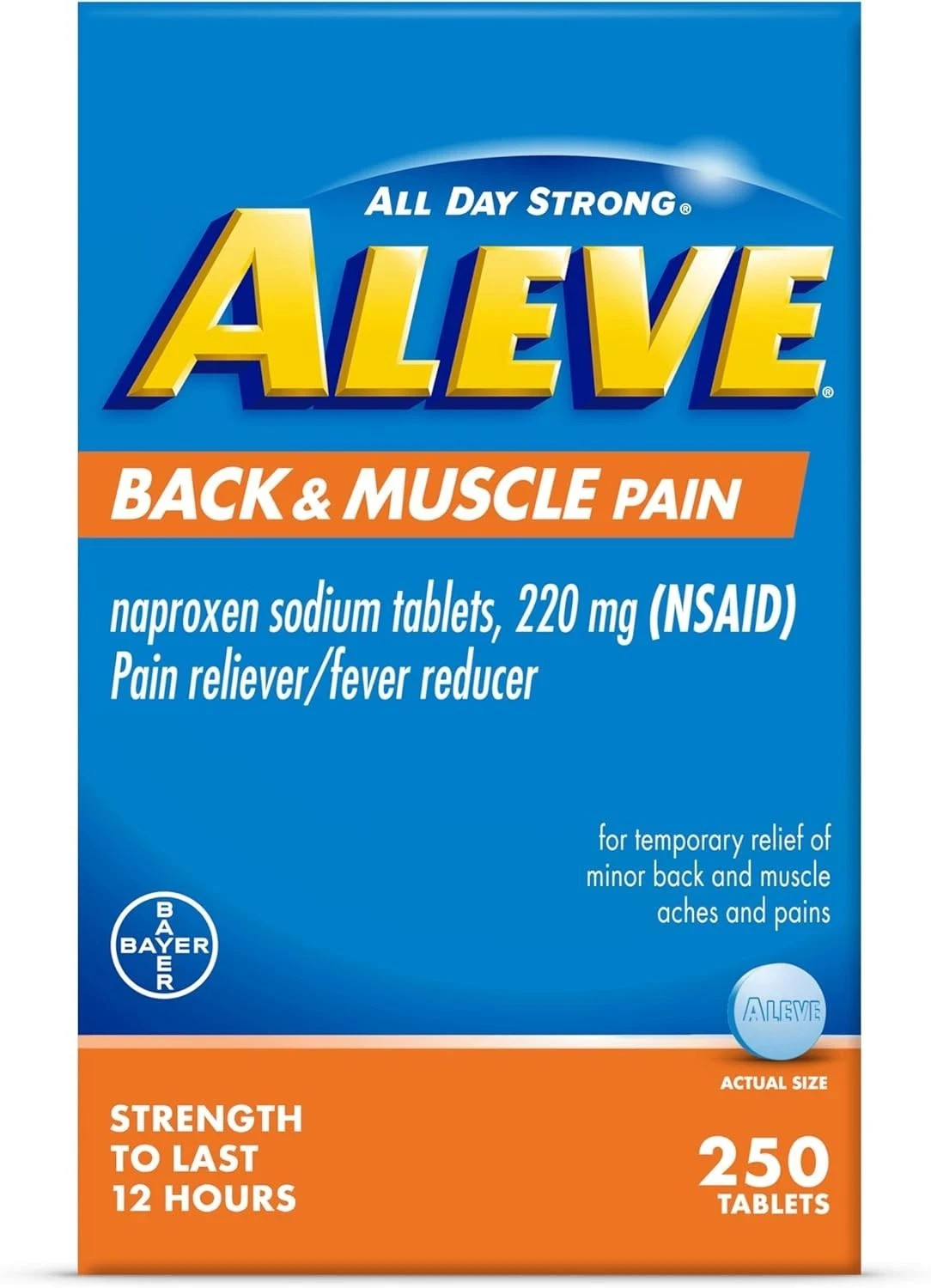 ALEVE 250 Count Back And Muscle Pain Relief Tablets 220Mg Naproxen EXP 10/2026+