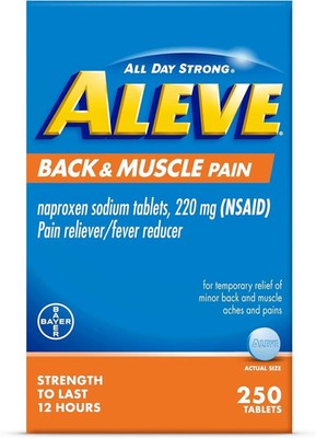 ALEVE 250 Count Back And Muscle Pain Relief Tablets 220Mg Naproxen EXP 2027